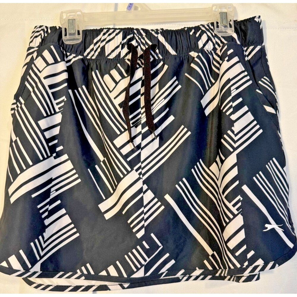 Slazenger Golf Skirt Skort Black White Abstract Sporty Women's Large Tennis Gym